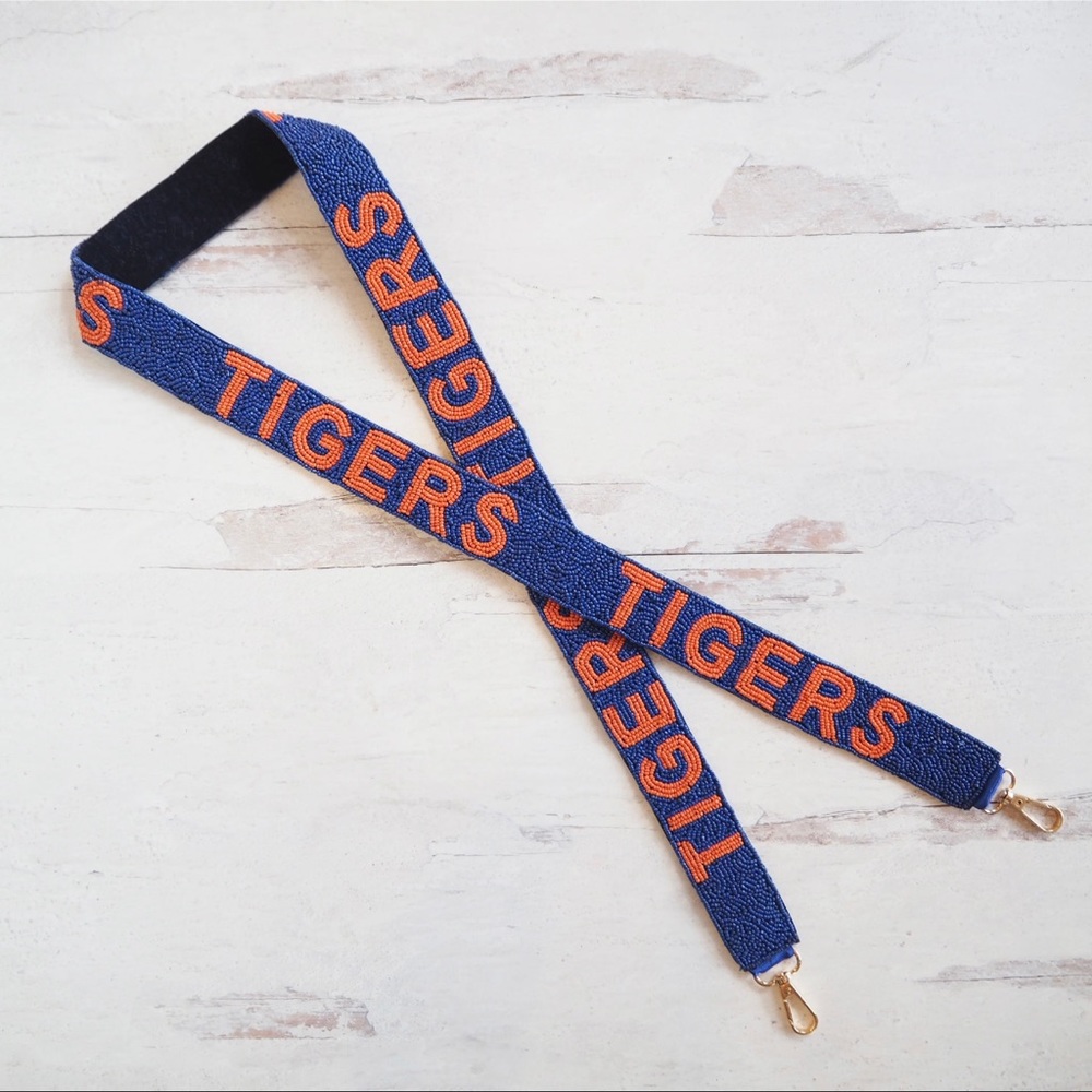 Beaded Blue & Orange Tigers Collegiate Game Day Purse Strap